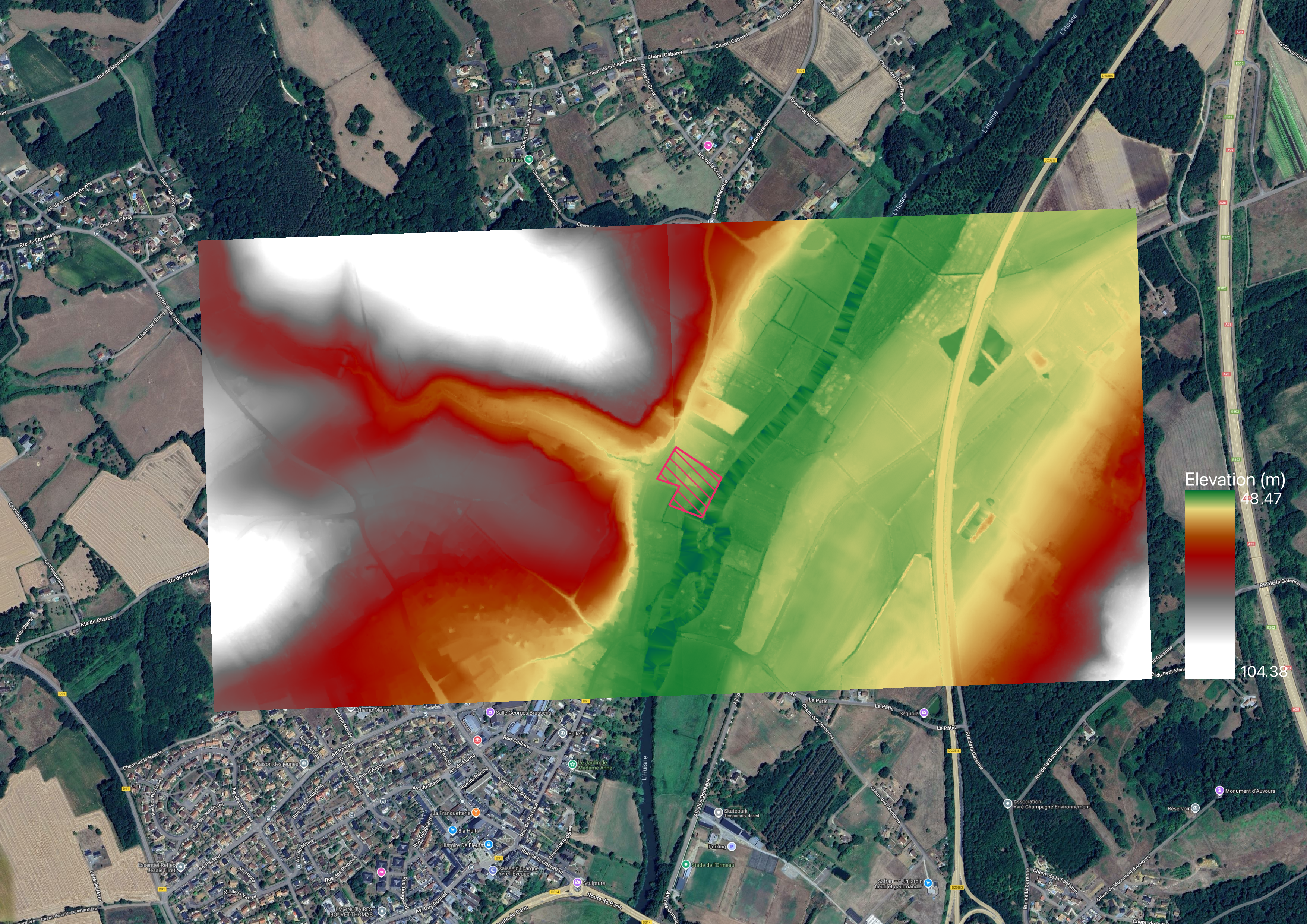 Digital elevation model of the site